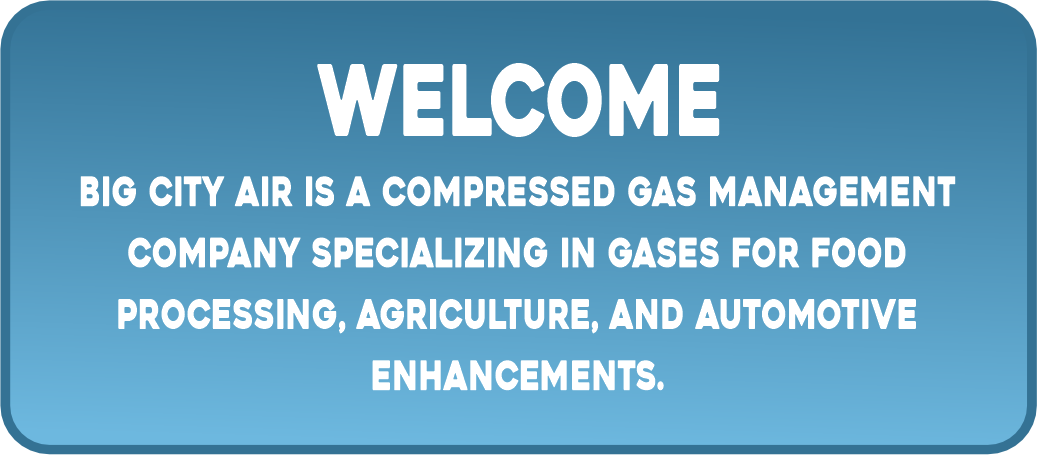 Big City Air is a compressed gas managemnet company specializing in gases for food processing, agriculture, and automotive enhancements.